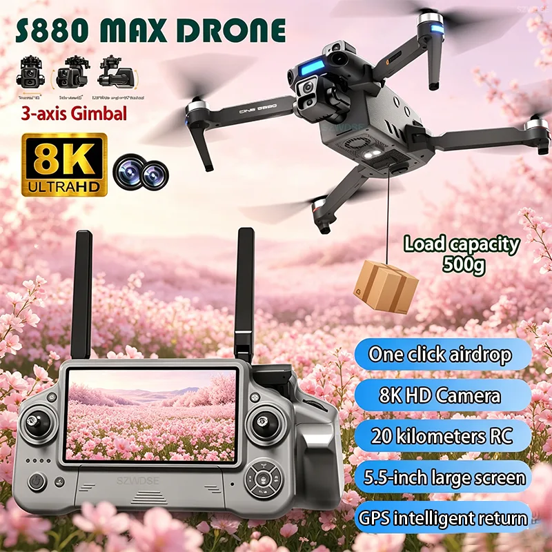 Drone Camera With Gimbal - Novo Drone 8K com Câmera Dupla