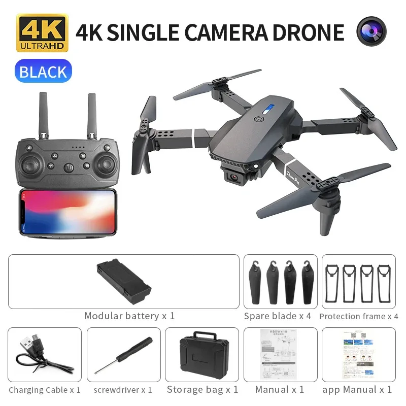 Drone Camera Wide Angle - E88 probigent dobrável drone suporta comutação