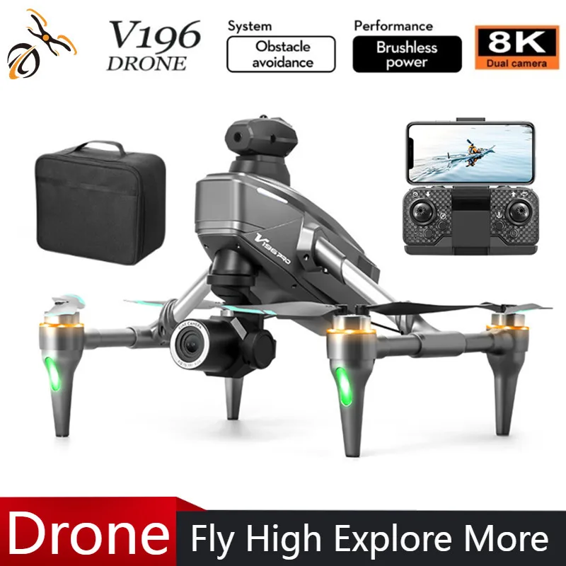 2025 v196 drone automático par - Drone Camera With Gimbal avaliação e preço
