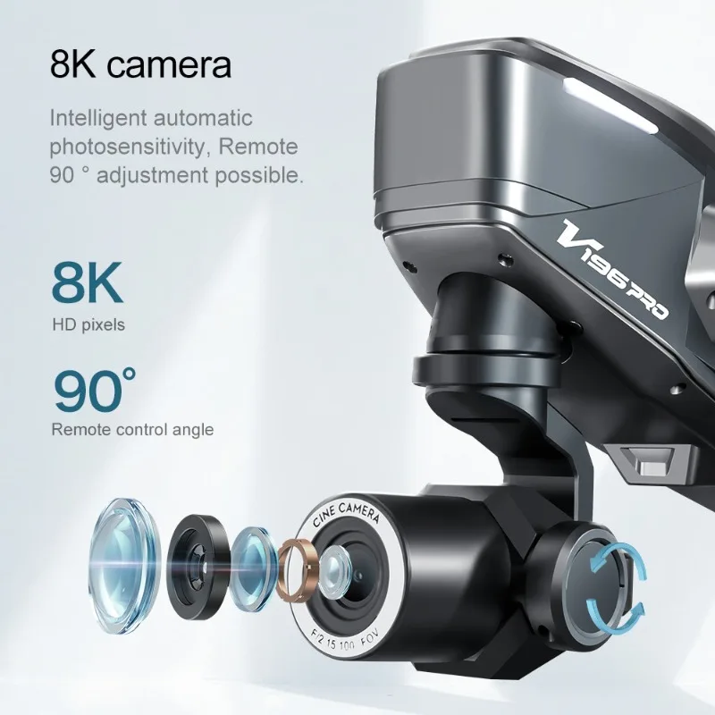 2025 v196 drone automático par - Drone Camera With Gimbal avaliação e preço
